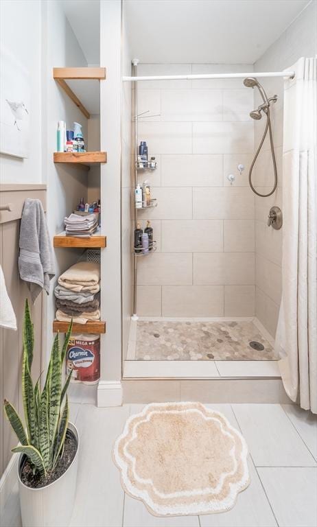 646 E 7th St Unit 1, Boston, MA 02127 - bathroom with a shower stall and tile patterned floors