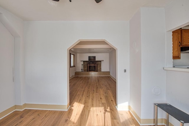 hallway featuring light wood-type flooring