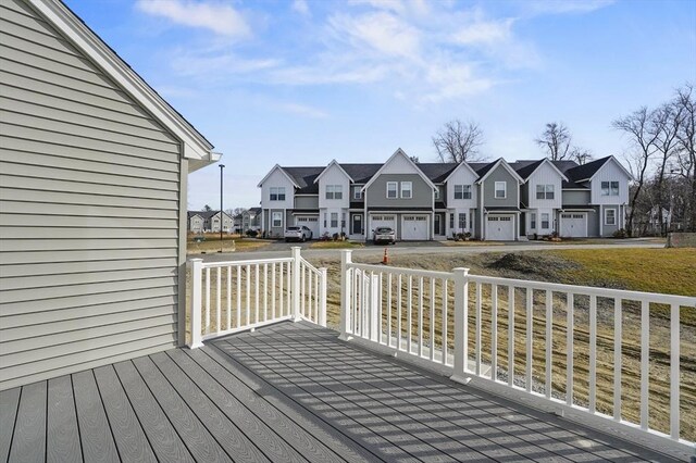 deck with a residential view