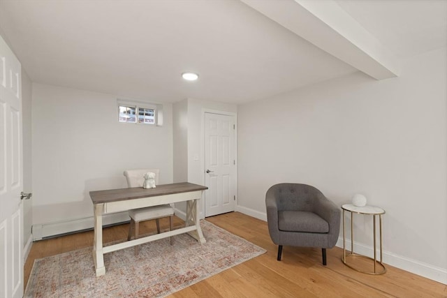 office area with hardwood / wood-style floors