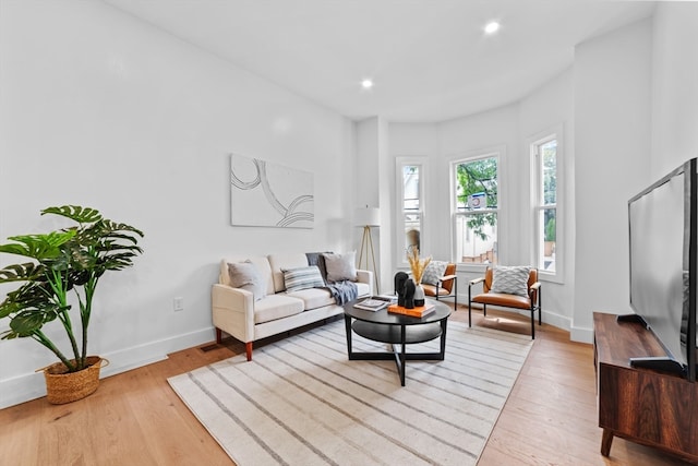 living room featuring light hardwood / wood-style flooring