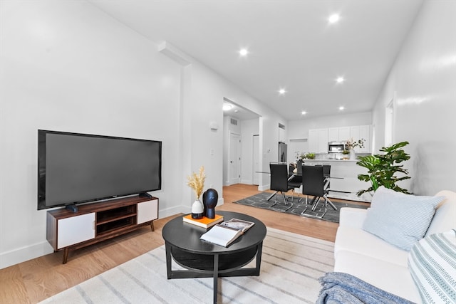 living room featuring light hardwood / wood-style flooring