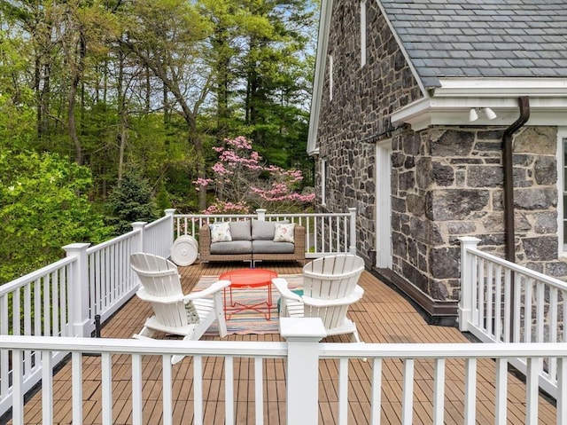 90 Burr Dr, Needham, MA 02492 - wooden deck featuring an outdoor living space