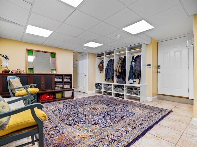 90 Burr Dr, Needham, MA 02492 - mudroom with a drop ceiling and tile patterned flooring