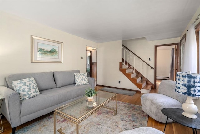 living room featuring light hardwood / wood-style floors