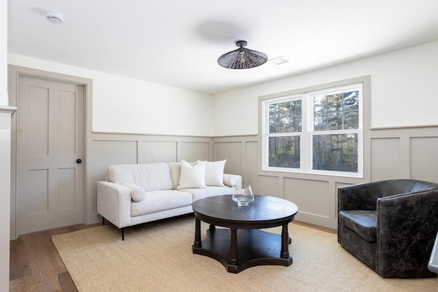 living room featuring light hardwood / wood-style floors