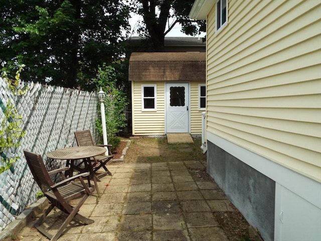 67 Gardner, Boston, MA 02132 - view of patio with an outbuilding