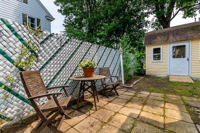 67 Gardner, Boston, MA 02132 - view of patio / terrace featuring a pergola and an outbuilding