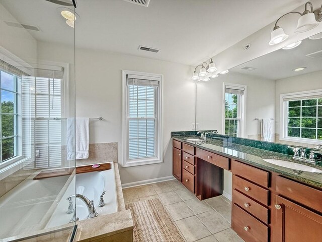 12 Grandview Dr Unit 12, Hopkinton, MA 01748 - bathroom with double vanity, a bath, and tile patterned flooring