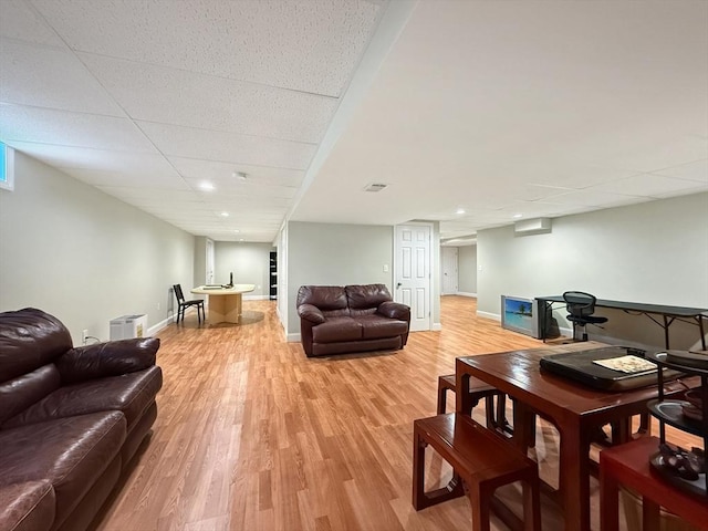 12 Grandview Dr Unit 12, Hopkinton, MA 01748 - living room featuring light wood-type flooring, recessed lighting, and a drop ceiling