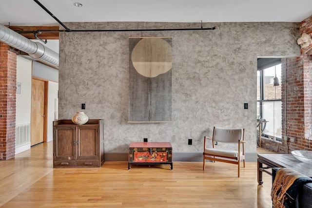 living area featuring light wood-type flooring