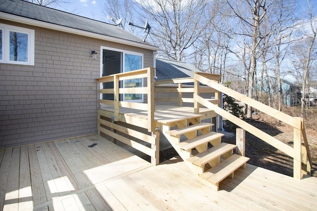 wooden terrace with stairs