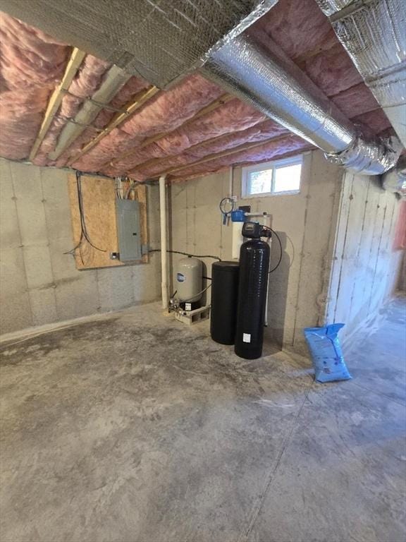 basement with electric panel