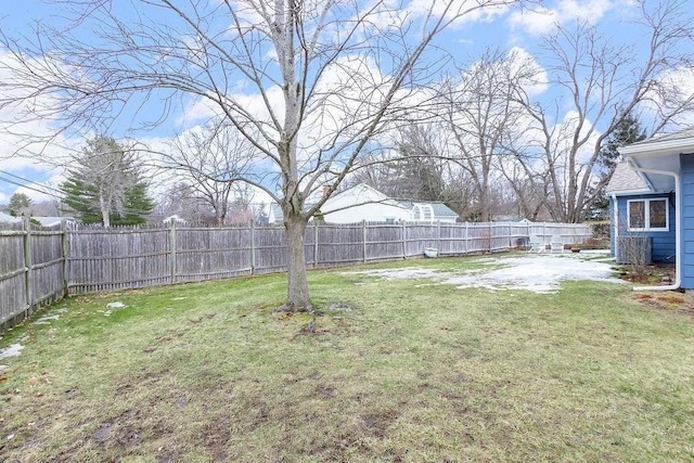 view of yard featuring a fenced backyard