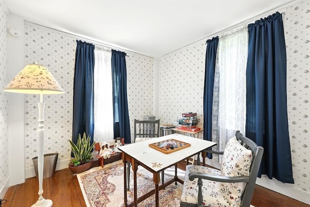 96 College St, South Hadley, MA 01075 - office area with wood finished floors and wallpapered walls