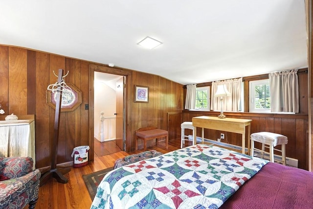 96 College St, South Hadley, MA 01075 - bedroom with wood finished floors and wooden walls