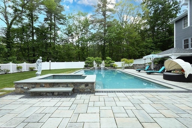 18 Village Hill Rd, Dover, MA 02030 - view of swimming pool with a pool with connected hot tub and a patio area