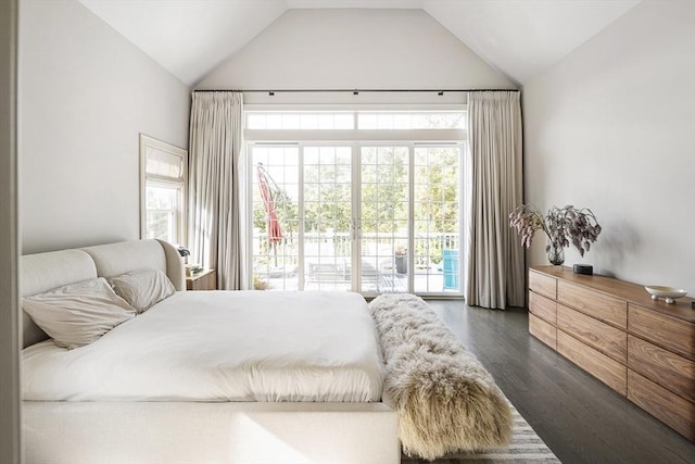 5 Bullens Way, Canton, MA 02021 - bedroom featuring access to outside, dark wood-style floors, and high vaulted ceiling