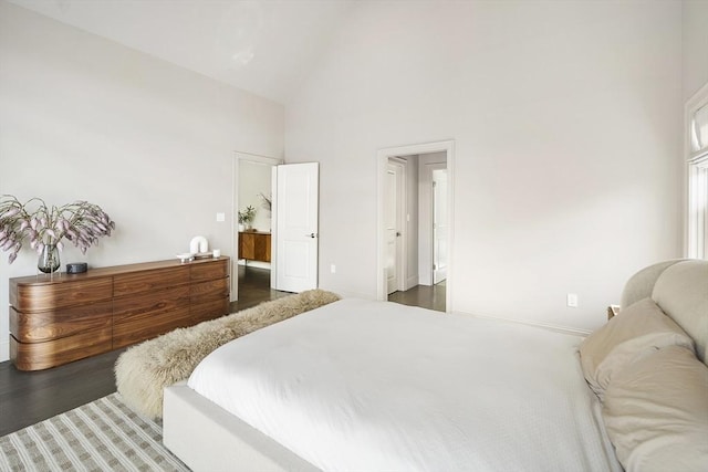 5 Bullens Way, Canton, MA 02021 - bedroom with high vaulted ceiling, baseboards, and wood finished floors