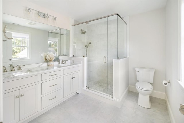5 Bullens Way, Canton, MA 02021 - bathroom featuring double vanity, a stall shower, and toilet