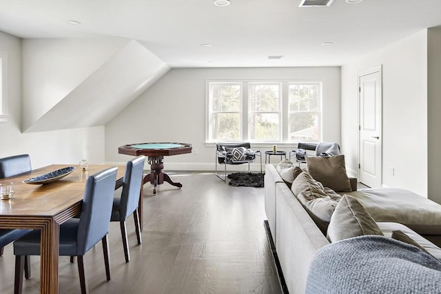 5 Bullens Way, Canton, MA 02021 - living room with wood finished floors, baseboards, recessed lighting, and lofted ceiling