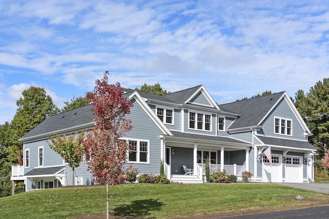 5 Bullens Way, Canton, MA 02021 - view of front of property featuring a porch, an attached garage, asphalt driveway, a front yard, and roof with shingles
