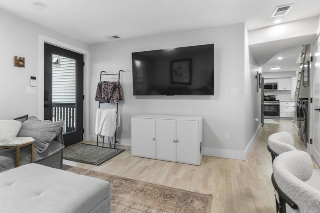 living room featuring light hardwood / wood-style floors