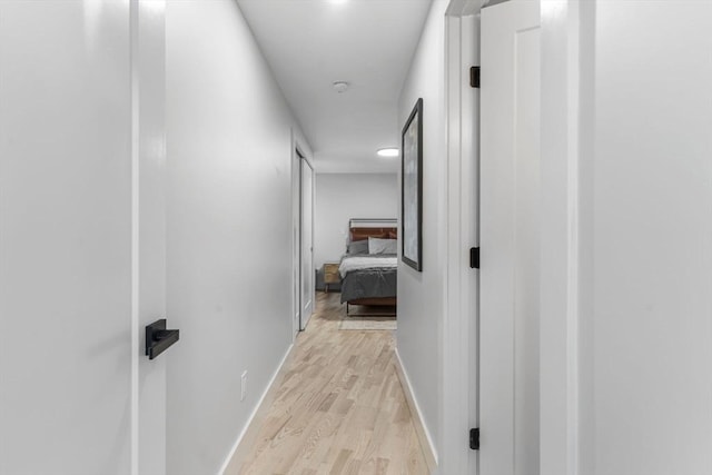 hall with light hardwood / wood-style flooring