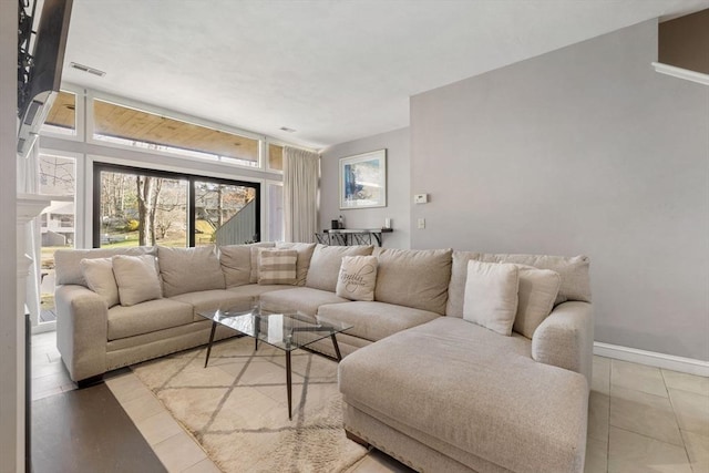 view of tiled living room