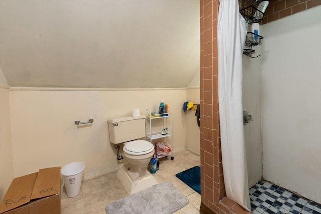 18-20 Presentation Rd, Boston, MA 02135 - full bathroom with a stall shower, lofted ceiling, and tile patterned flooring