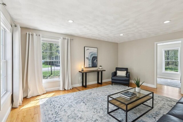 7 Acorn Way, Georgetown, MA 01833 - living area featuring light wood-style floors, recessed lighting, and baseboards