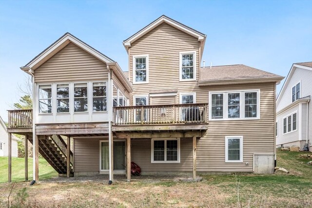 29 Shinglewood, Plymouth, MA 02360 - back of property with a deck, a lawn, and stairway