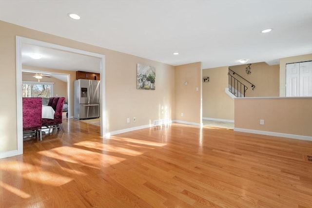 interior space with light hardwood / wood-style floors