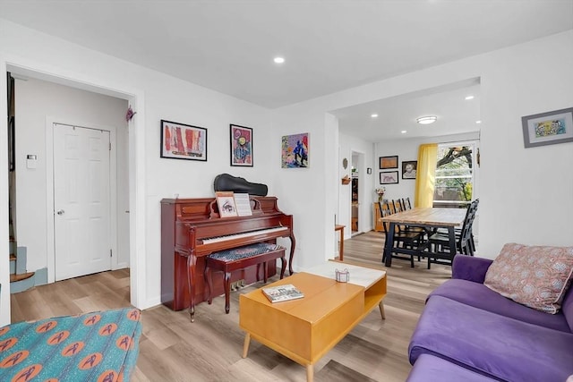 37 Revere St, Springfield, MA 01108 - living area featuring light wood-style flooring and recessed lighting