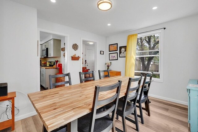 37 Revere St, Springfield, MA 01108 - dining space featuring light wood-style floors, baseboards, and recessed lighting