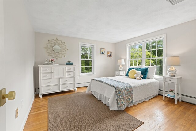 3 Penni Ln, Andover, MA 01810 - bedroom with a baseboard radiator, light wood finished floors, and baseboard heating