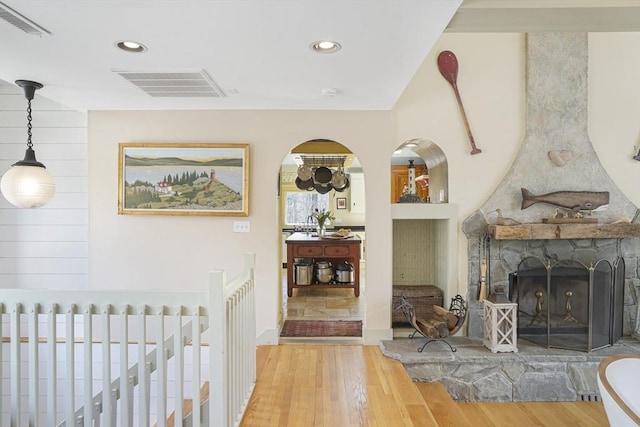 79 David Ave, Tisbury, MA 02568 - corridor with wood finished floors and recessed lighting