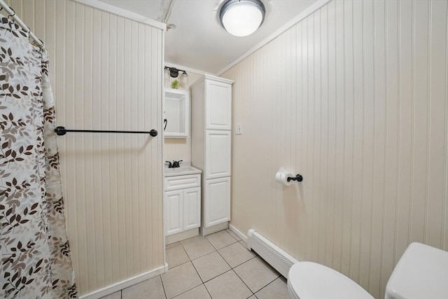 6 Hart Ave, Taunton, MA 02780 - full bathroom featuring toilet, a baseboard radiator, tile patterned floors, baseboards, and a sink
