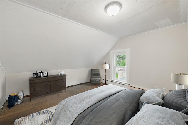 6 Hart Ave, Taunton, MA 02780 - bedroom with wood finished floors, lofted ceiling, baseboards, and a baseboard radiator