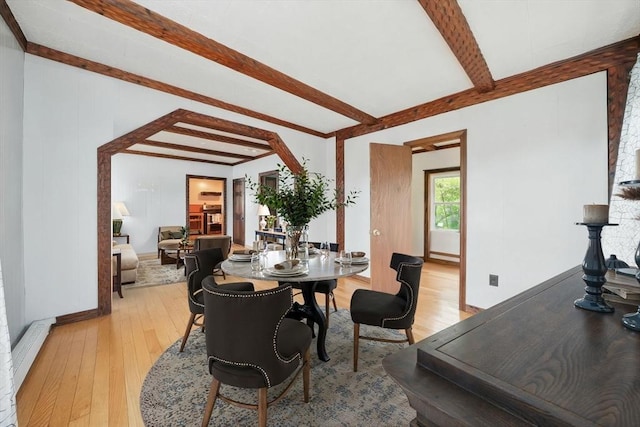 6 Hart Ave, Taunton, MA 02780 - dining space with beamed ceiling and light wood-style floors