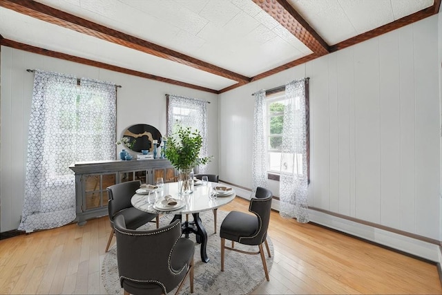 6 Hart Ave, Taunton, MA 02780 - dining room with beamed ceiling, light wood finished floors, and baseboards