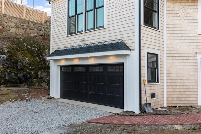 exterior space featuring a garage