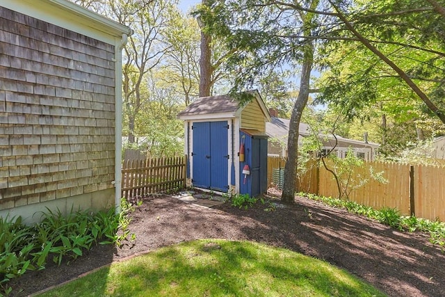 54 Mcnamara Ave, Yarmouth, MA 02673 - view of shed featuring a fenced backyard