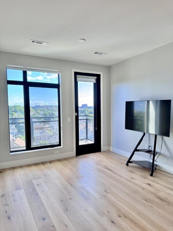 191 Washington St Unit 708, Boston, MA 02135 - foyer entrance featuring light wood finished floors, baseboards, and plenty of natural light