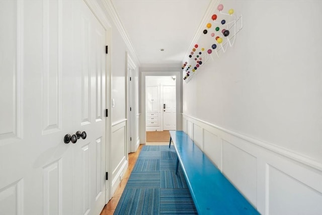 hallway with ornamental molding