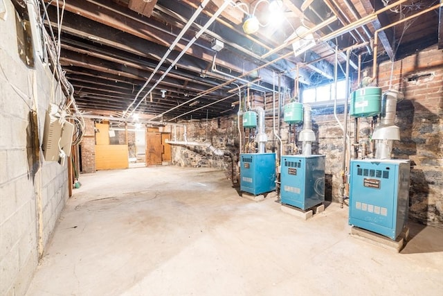 basement with a heating unit