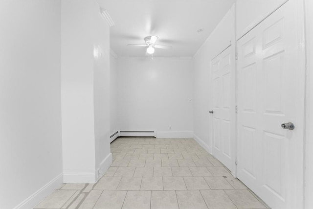 212 Princeton St Unit 1, Boston, MA 02128 - empty room with baseboards, ceiling fan, and a baseboard heating unit