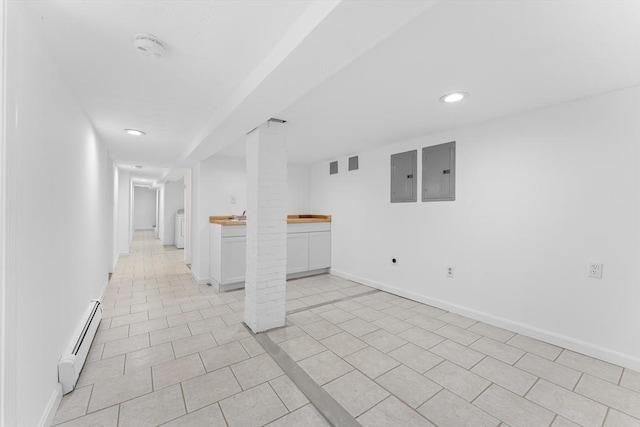 212 Princeton St Unit 1, Boston, MA 02128 - interior space with washer / dryer, a baseboard radiator, electric panel, and recessed lighting