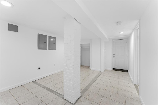 212 Princeton St Unit 1, Boston, MA 02128 - entrance foyer featuring light tile patterned floors, baseboards, electric panel, and recessed lighting
