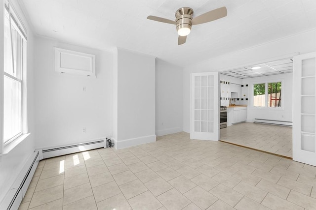 212 Princeton St Unit 1, Boston, MA 02128 - interior space featuring french doors, a baseboard radiator, ceiling fan, and baseboard heating